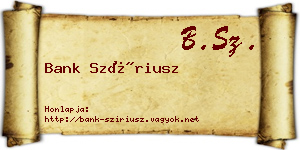Bank Szíriusz névjegykártya
